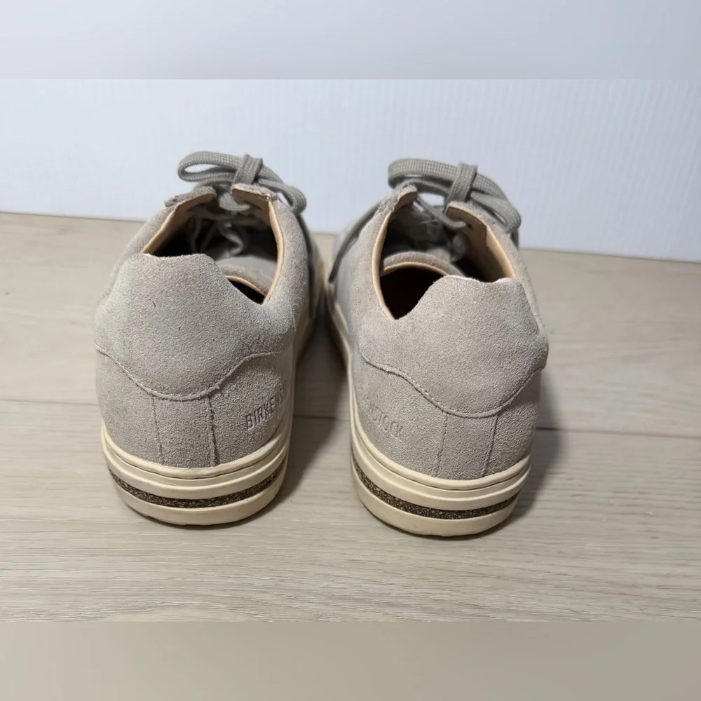 +Birkenstock Bend Low Sneaker Suede Leather Womens Size 6.5 Narrow Fit in Stone